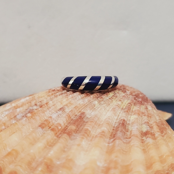 Sterling Lapis Band Ring - Picture 3 of 13